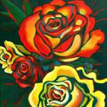 Red & Yellow Roses, Acrylic, 28h x 22w